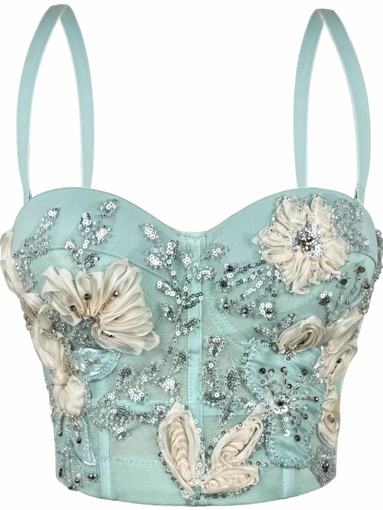 Strapless Bra Backless - ノースリーブオフショルダーファッションセクシーなコルセットクロップトップスベスト女性下着背中の開いたビスチェストラップレストップフラワープリント