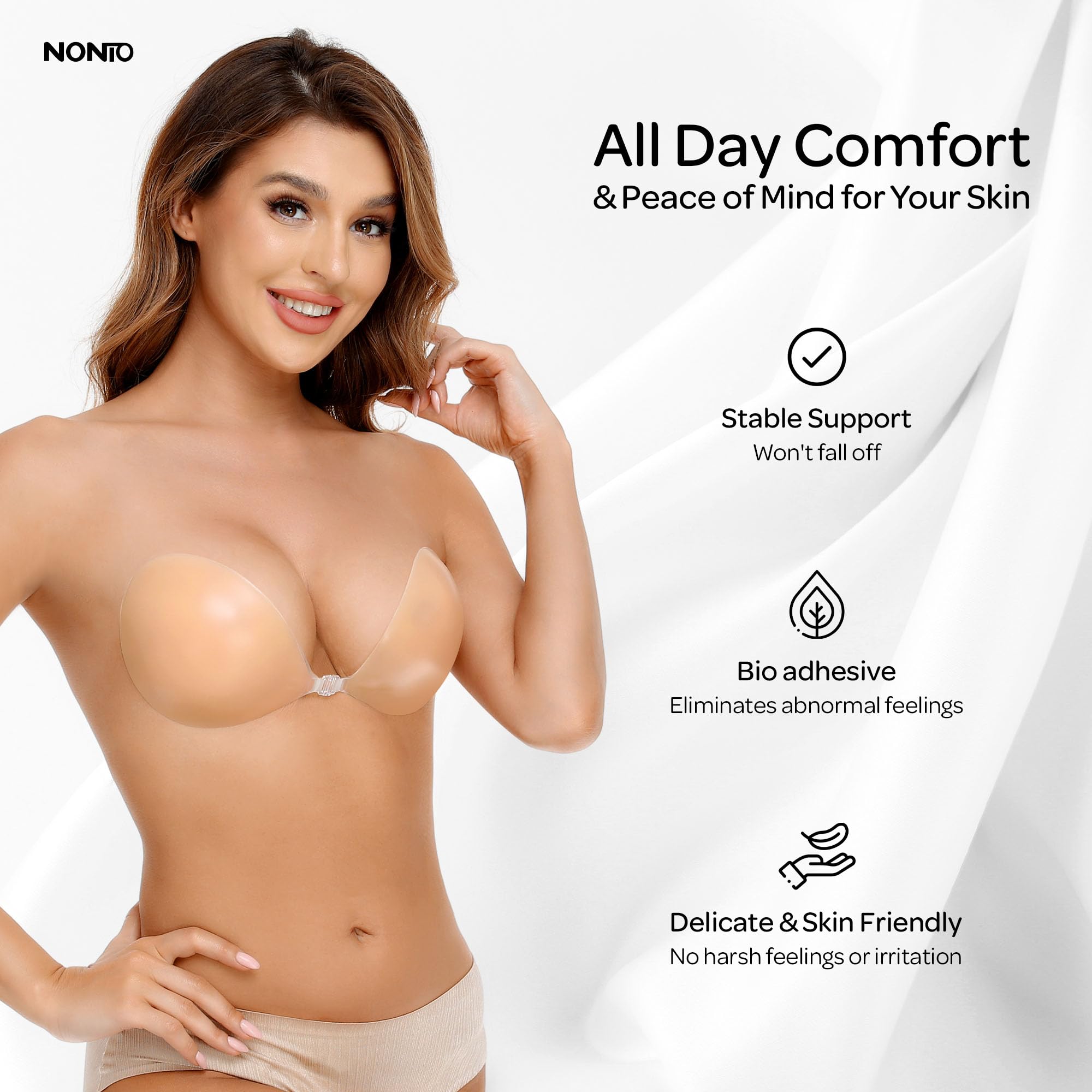 Strapless Bra Backless - 粘着ブラ ストラップレス 粘着式 見えない プッシュアップ 再利用可能
