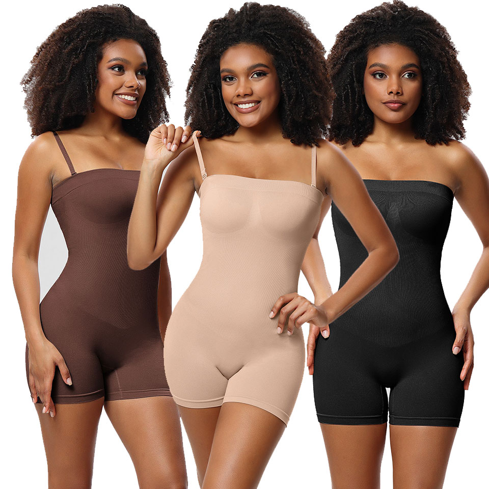 Shapewear Bodysuit Firm - ストラップレスシェイプウェアボディスーツバットリフターボディシェイパー女性のためのドレスの下シームレスおなかコントロールジャンプスーツボクサーブリーフチューブトップ