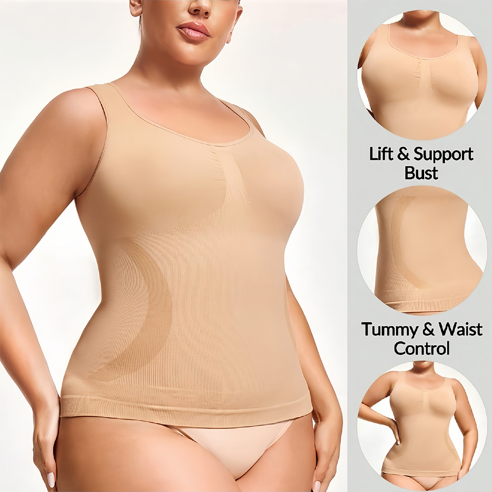 Shapewear Bodysuit Firm - 1枚入り プラスサイズ レディース シームレス シェイプウェア タンクトップ、クルーネック
