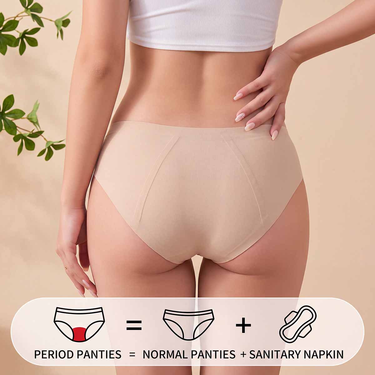 女性用ミッドウエストシームレス生理用ショーツ、漏れ防止、大量 - Period Panty Absorbent のレビューと価格