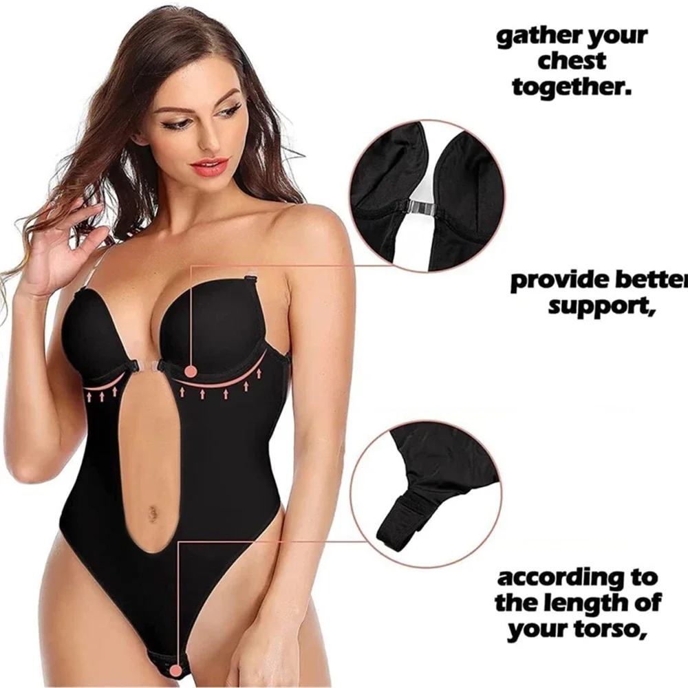 女性用ブラ付きホルターボディ,ディープVネックブラ,シームレ - Shapewear Bodysuit Firm のレビューと価格