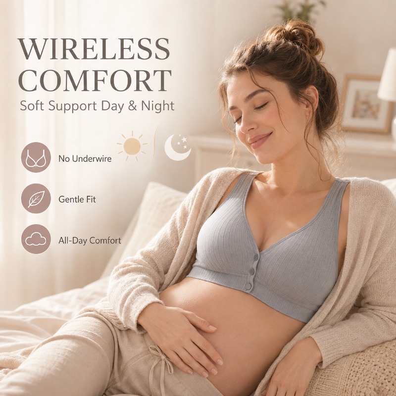 女性用授乳ブラ マタニティブラ ワイヤレス コットン混紡 フ - Nursing Bra Sleep のレビューと価格
