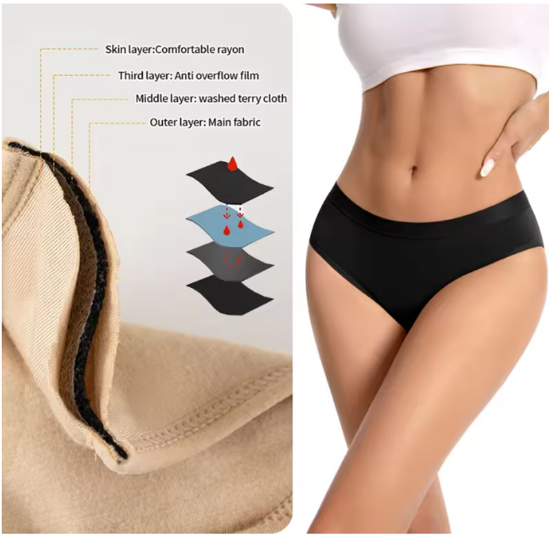 4層吸収性漏れ防止生理用パンティー女性用月経ヘビーフロー生理 - Period Panty Absorbent のレビューと価格
