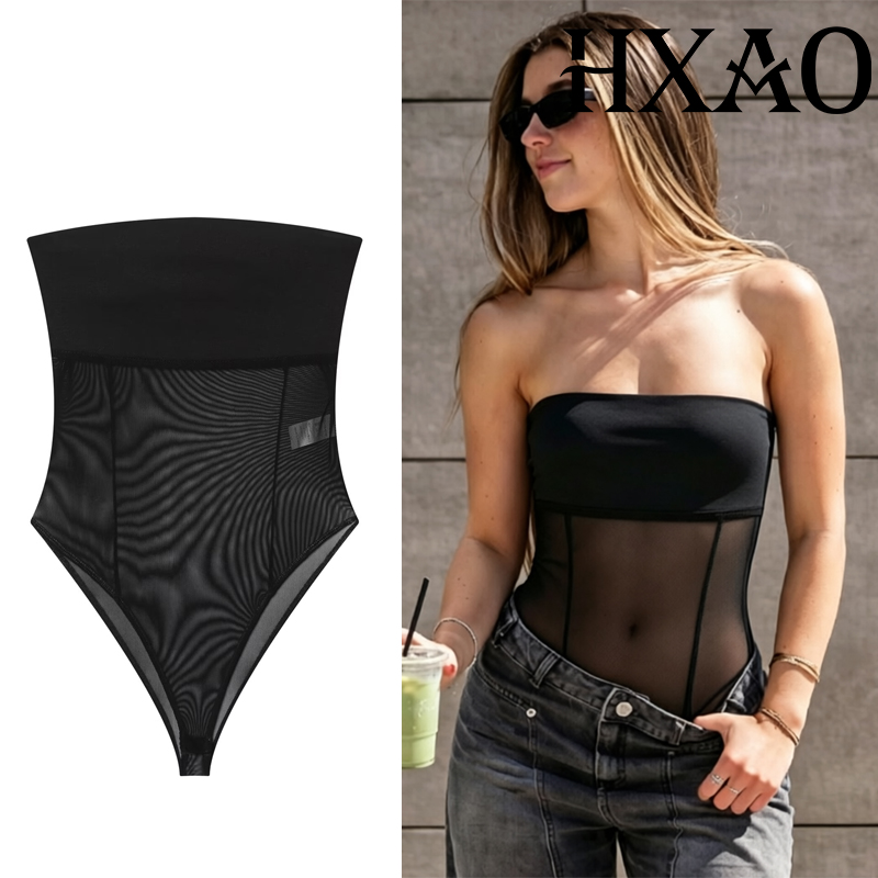 HXAO チュールコルセットボディスーツ女性夏ストラップレス - Strapless Bra Backless のレビューと価格